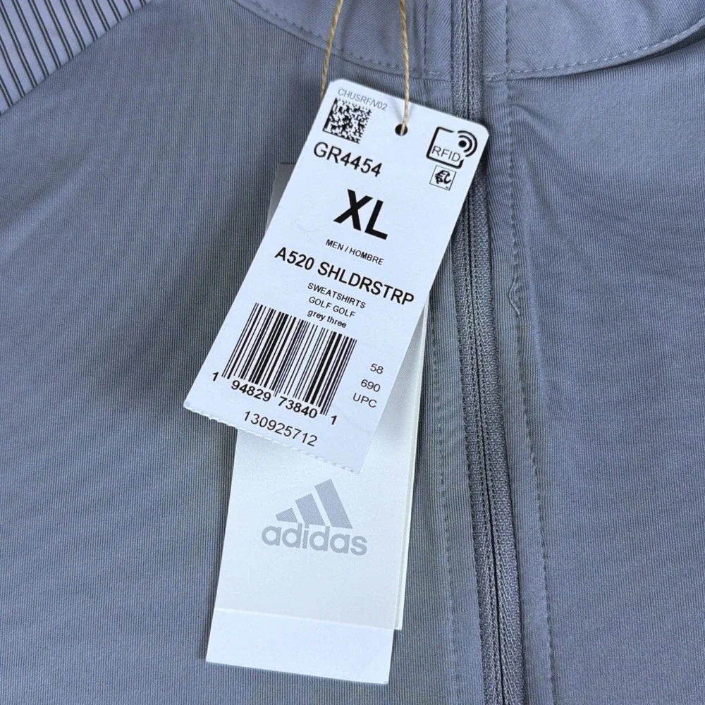 Adidas Shoulder Stripe 1/4 Zip Sweatshirt Mens Extra Large Gray Pullover Running